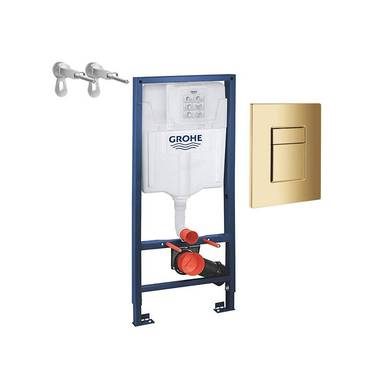 سيفون مخفي جروهي كامل مع ضغطة مربعة اسود/ ذهبي ألماني